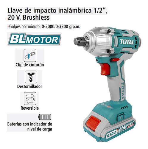 Llave De Impacto, Total, 1/2 , 20 V