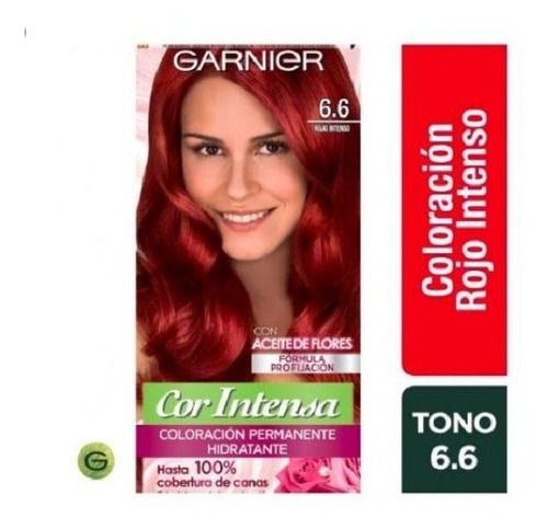  Garnier  Tintura Capilar Permanente Cor intensa tono 6.6 rojo intenso x 45g