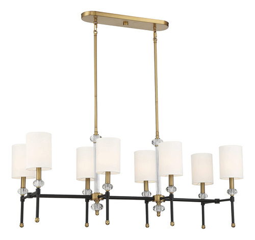 Candelabro Lineal 8 Luz Negro Mate Detall Laton Calido (16 