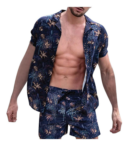 Chandal Manga Corta Estampado Floral Para Hombre Traje 2