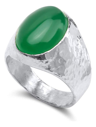 Anillo Grande Hombres De Jade Verde De Plata Esterlina ...