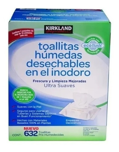 Toallitas Húmedas Desechables Adulto Inodoro Kirkland 632 Pz