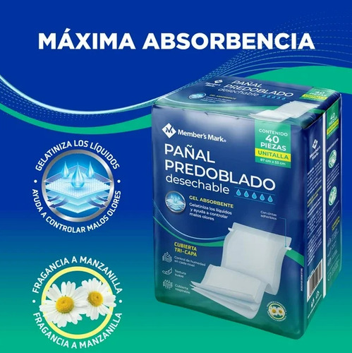 Pañal Predoblado Para Adulto 40 Piezas Mm