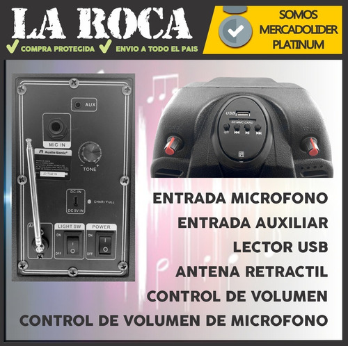 Imagen 5 de 10 de Parlante Bafle Bluetooth Karaoke Para Chicos Usb Bateria