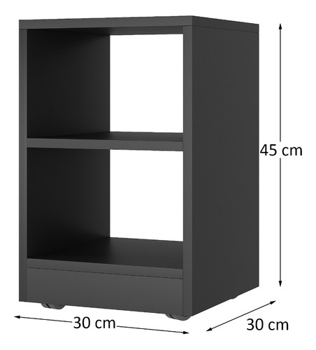 Mesita de noche compacta con decoración de Rodizios, color negro, películas de tiburones