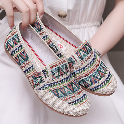 Zapatos De Tela De Pekín Antiguos De Mujer Zapatos Planos