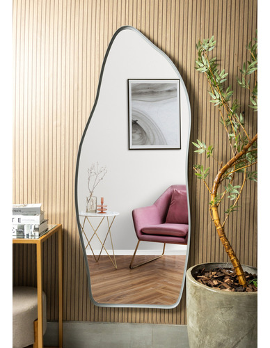 Espelho Organico 170x70 Grande Indutrial Sala Hall Quarto Moldura Cinza