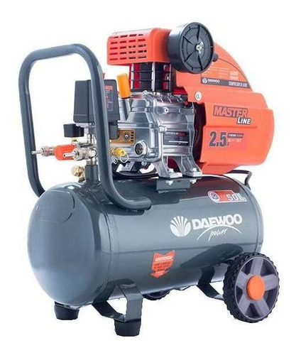 Imagen 2 de 3 de Compresor de aire eléctrico portátil Daewoo Dac Series DAC50D monofásico 50L 2.5hp 220V 50Hz gris