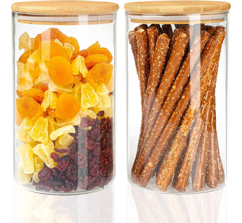 Glass Food Storage Containers With Bamboo Lids, 2 Pack -  Aa