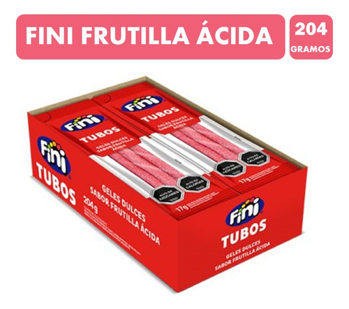 Tubos Dulces Sabor Frutilla Ácida- Fini (caja Con 204g)