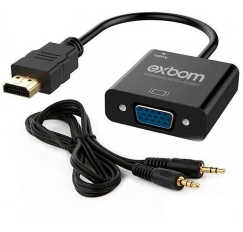 Cabo Adaptador Conversor Hdmi Para Vga Monitor Audio C/ P2