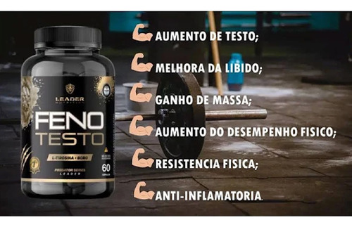 Feno Testo Feno Grego + Tirosina + Boro Leader 60 Capsulas Sabor Sem Sabor