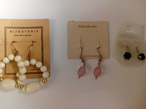 Lote 3 Pares De Aros De Mujer Nuevos, Distintos Diseños