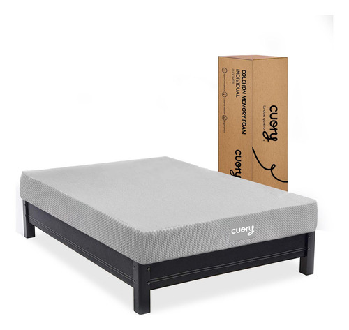 Colchón Individual Memory Foam Ortopédico Firmeza Suave Color Gris