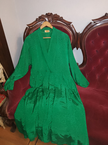 Vestido Verde Satinado De Dama Talle Xxl