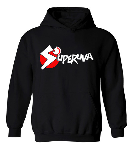 Buzo Negro Superuva Punk Rock Nacional Hoodie Frisa Algodón