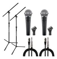 Comprar 2 X Microfonos Sn58 Modelo Sm58 Pies Pipetas Cables Combo