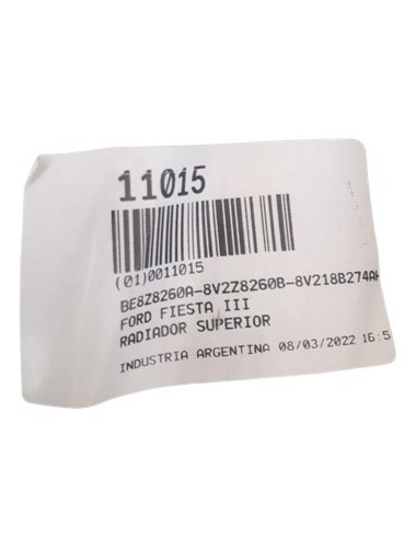 Manguera Superior Radiador Fiesta Titanium 1.6 11015