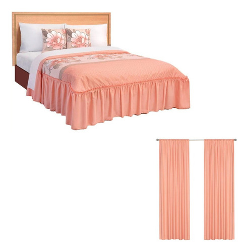 Colcha Flora King Size C/cojines + Cortinas Elefantito