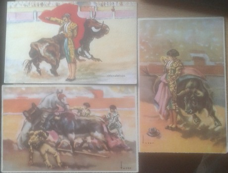 3 Antiguas Tarjetas Postales De Toreros