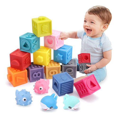 Ownone 1 Baby Blocks Blando, 16 Piezas Apilando Bloques De C