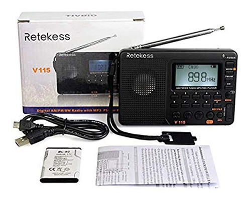 Imagen 7 de 7 de Retekess Radio Am/fm Reproduce Graba Mp3 Ranura Usb §