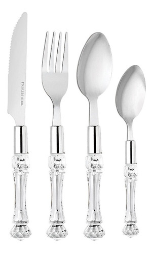 Faqueiro Garfo Faca Colher 24 Pcs Utensilios Cristal