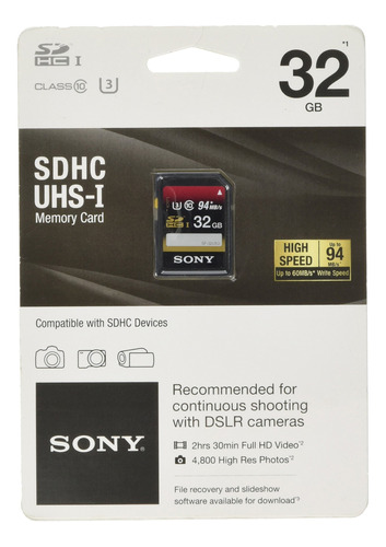 Sony Sdhc Tarjeta Memoria Uhs-1 Clase 10