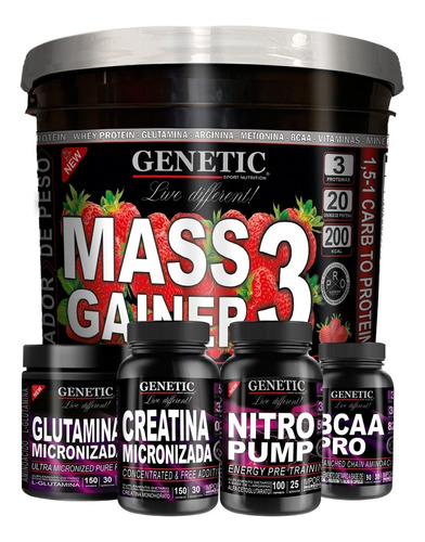 Anabol 5 Gainer 4,5 Glutamina Arginina Bcaa Creatina Genetic