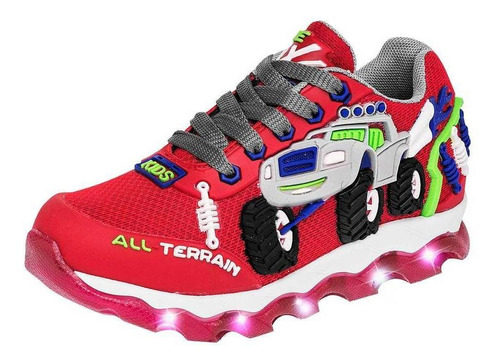 Tenis Con Luces Sport Time 4x415 Color Rojo Para Niño Tx6