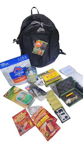 Mochila Supervivencia Emergencia Camping Caceria Comida Color Negro Diseño De La Tela Liso
