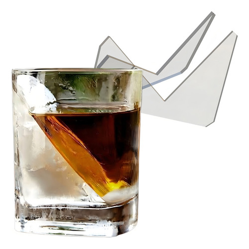 Suporte Forma De Gelo Angular Dentro Do Copo Whisky Uísque Cor Transparente