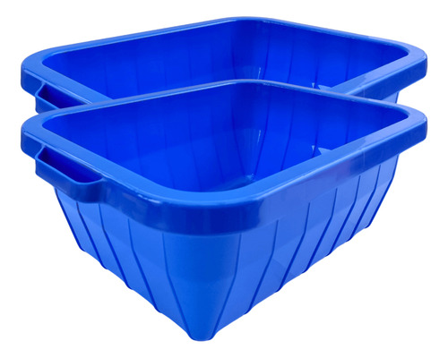 Kit 2pz Tina O Palangana De Plástico Rectangular 13 Litros Color Azul