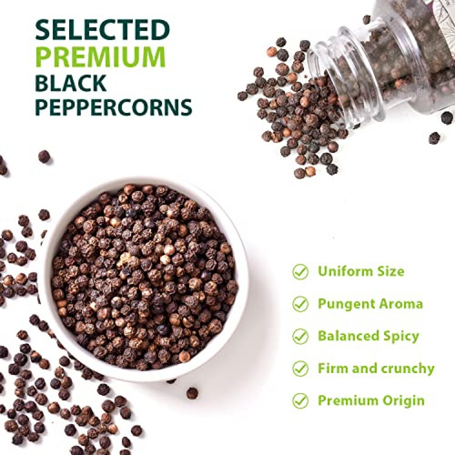 Sal De Grano Granos De Pimienta Negra Entera Soeos, 6,7 Oz (
