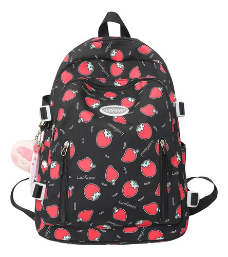 Fresas Encantadoras: Mochila Escolar Kawaii Para Mujer Y