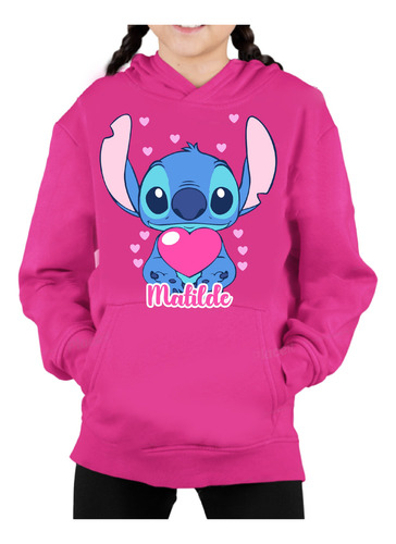 Polerón Stitch Angel Bebe Niñas Personalizado Algodón