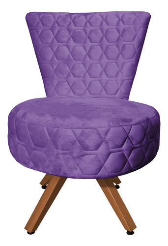 Poltrona Cadeira Decorativa Matelassê Elegância Veludo Cor Roxo