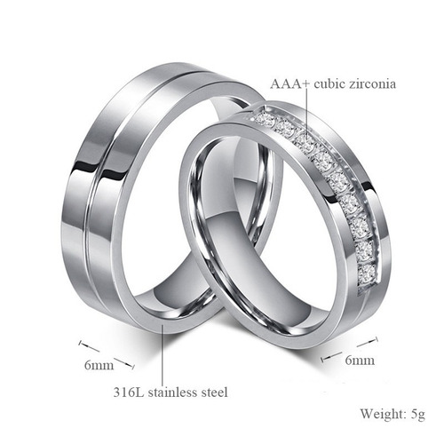 Anillo Elegante De Acero - Compromisos , Matrimonio