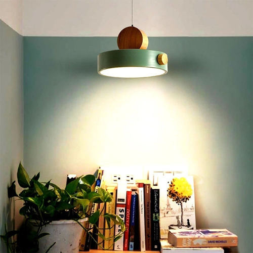 Lámpara Led Nórdica De Colgante Moderno 3 Colores Madera