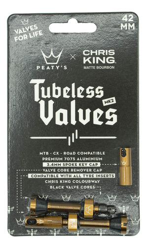 Peaty's X Chris King (mk2) Válvulas Sin Cámara, 42 Mm, Bourb