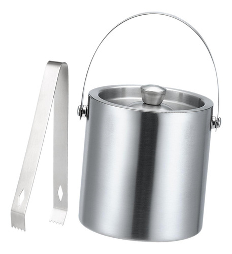 Cubo De Hielo De Acero Inoxidable Con Tapa Y Pinzas Con 2l