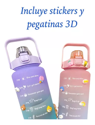 Botellas de agua deportivas de 2 litros con pegatinas de marcado