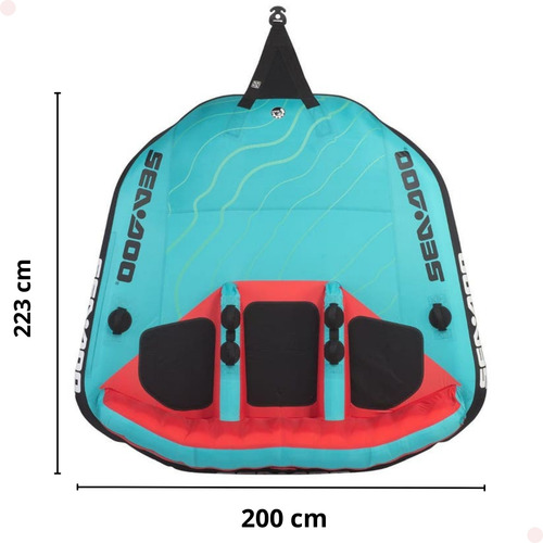 Boia Inflável Rebocável Gigante Praia 3 Pessoas Jet Sea-doo Cor Azul-celeste
