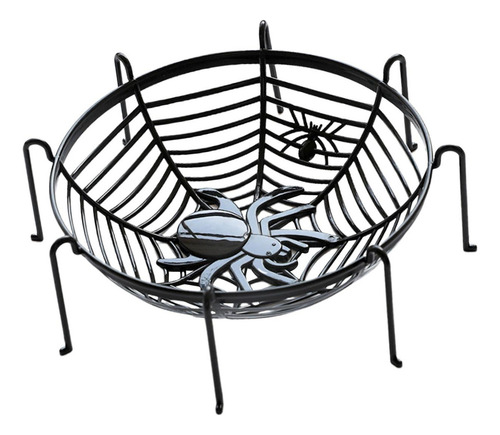 Cesta De Telaraña Para Dulces De Halloween Negra Con Soporte