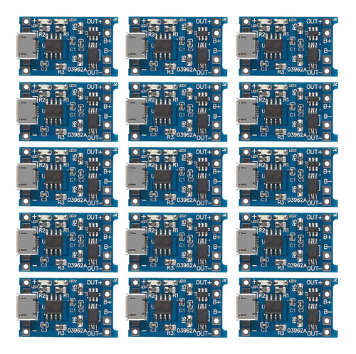 15 Unidades 5v 1a Tp4056 Modulo De Carga Micro Usb 18650 Bat