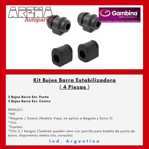 Kit Bujes Renault Clio 2 Barra Estabilizadora - 4 Piezas