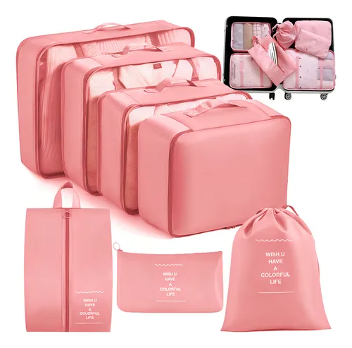 Kit 7 Peças Necessaire Organizador Mala Portátil Viagem Feminina ...