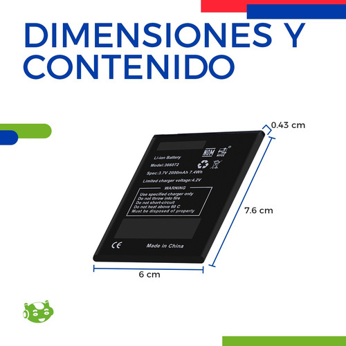 Batería Pila Compatible Con Verykool 366072 2000mah