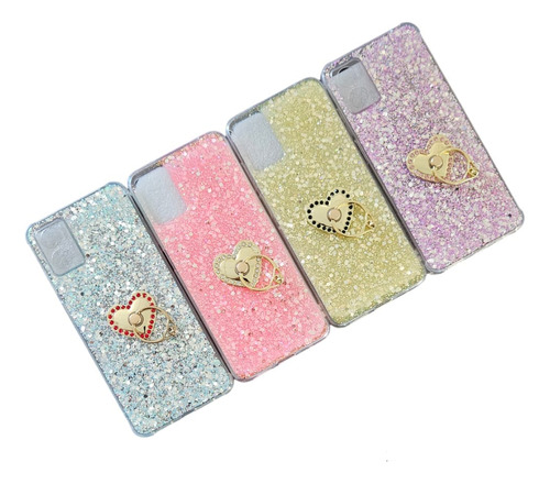 Funda Brillo Glitter Con Anillo