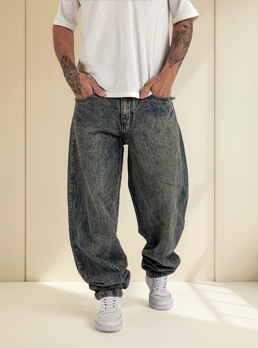 Pantalón Jean Baggy Hombre Rígido Oversize Jeans Suelto